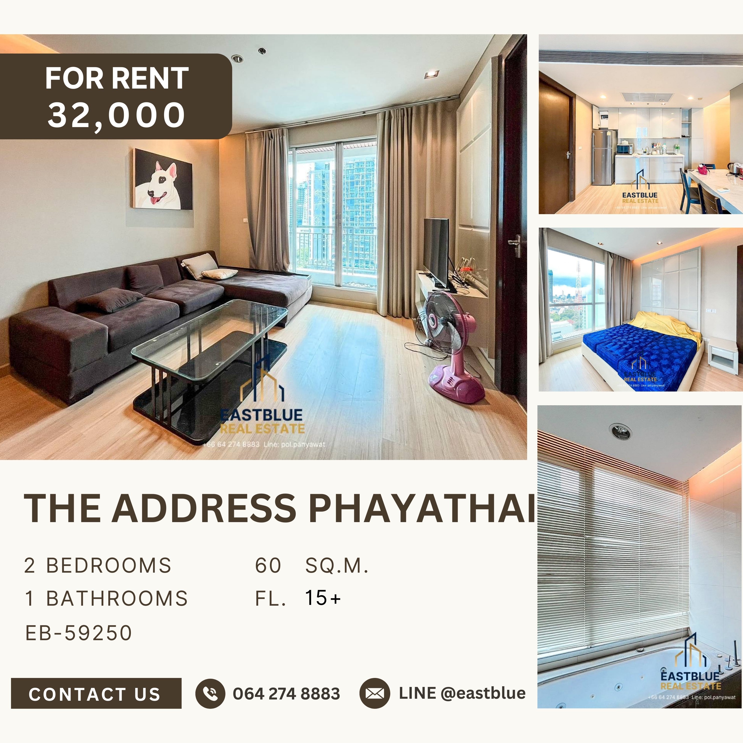 For RentCondoRatchathewi,Phayathai : The Address Phayathai, 2 bed, 32000 per month