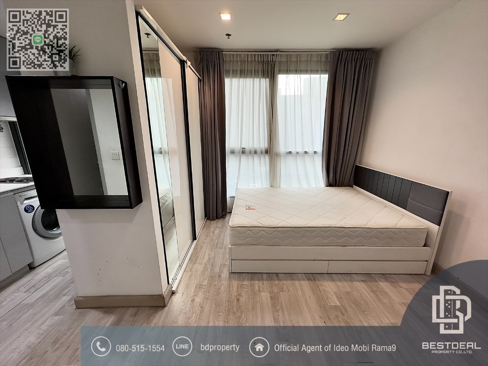 For RentCondoRama9, Petchburi, RCA : Bestdeal  FOR RENT Studio 22 sqm. Rental 13,000 THB /month CONDO “Ideo Mobi Rama 9” Near Phraram Kao 9 MRT Station 80 meters