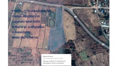 For SaleLandNong Bua Lam Phu : Land for sale 15 rai, rubber plantation, palm plantation, Si Bun Ruang District Nong Bua Lam Phu Province