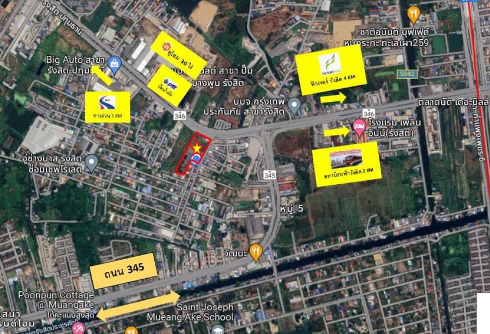 For SaleLandPathum Thani,Rangsit, Thammasat : 👍For sale/long term rent Cheapest in this area, Rangsit land, next to the road on 2 sides, close to the expressway, Future, BTS, next to the main road + alley road, opposite the opening of Dohome (30 rai). This area already has a few plots of land next to