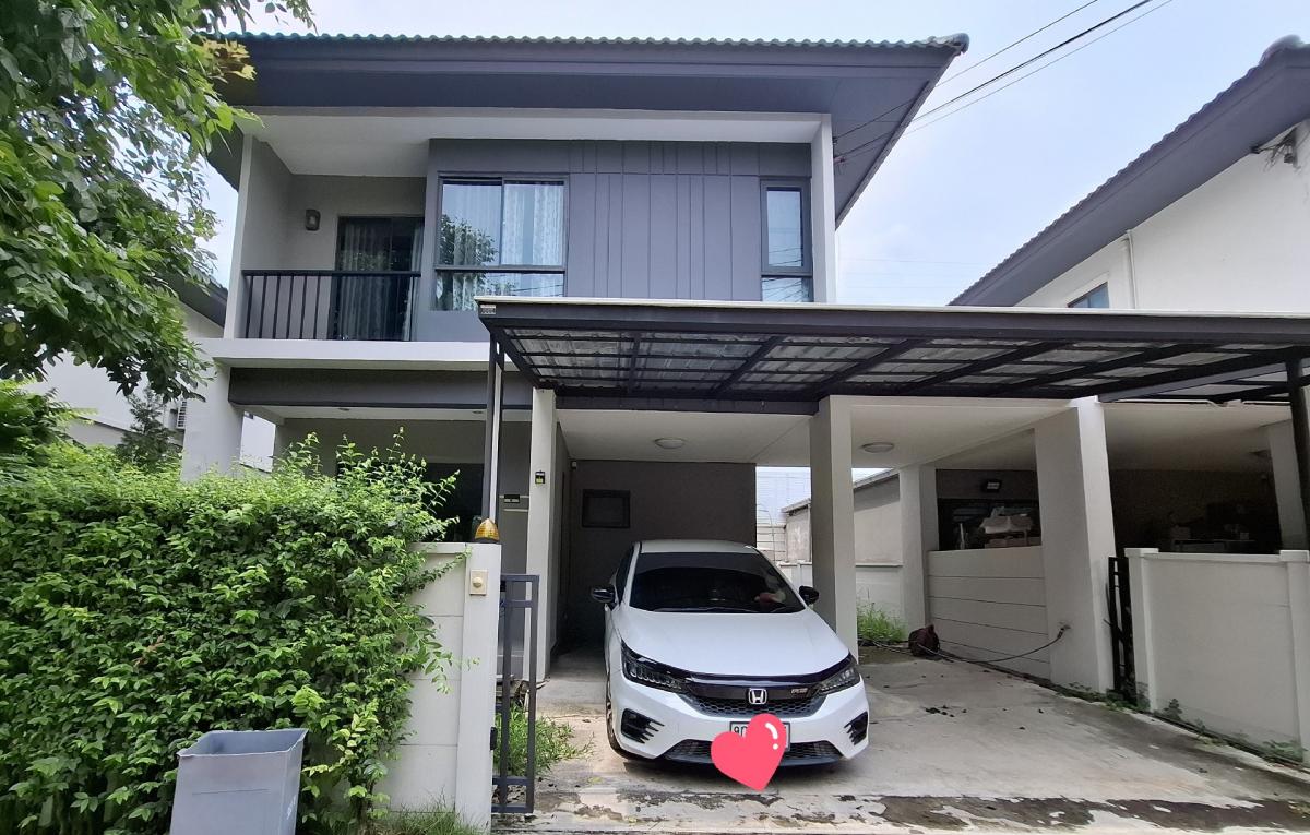 For RentHouseLadkrabang, Suwannaphum Airport : House for rent, 2 floors, 52 square wa. Modern style, on the road parallel to the motorway. near Suvarnabhumi Airport Rent 26,000/month