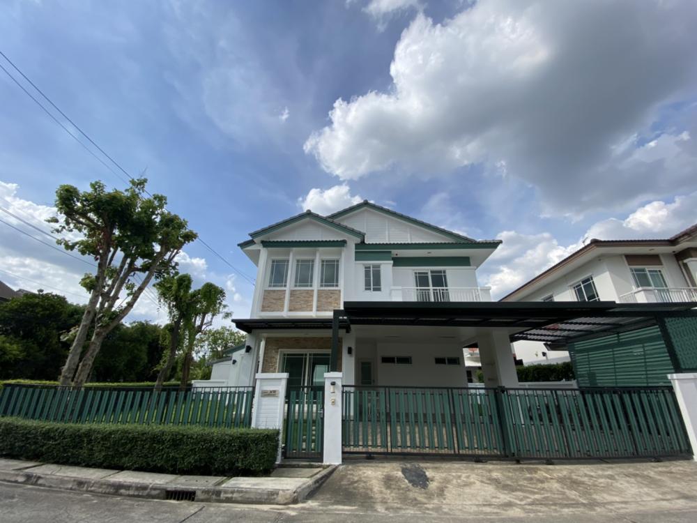 For RentHouseNawamin, Ramindra : Two-storey detached house for rent, Manthana Ramintra-Wongwaen (Manthana Ramintra-Wongwaen), Type Citrine, land size 79 sq.w., corner house, cheapest in the project