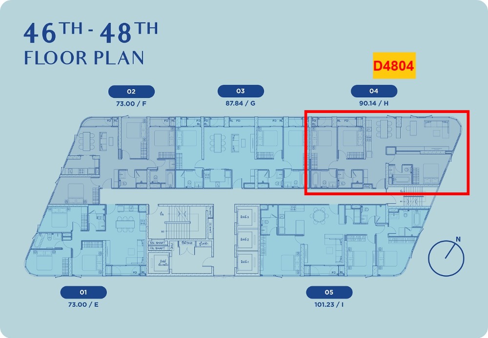 ขายดาวน์คอนโดอ่อนนุช อุดมสุข : Skyrise 64 ห้อง Penthouse 3-bed 90.14 ตร.ม. ชั้น 48 วิวแม่น้ำ+โค้งบางกระเจ้า