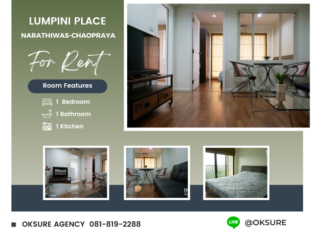 For RentCondoRama3 (Riverside),Satupadit : Condo for Rent Lumpini Place Narathiwas-Chaopraya (see clip vdo)