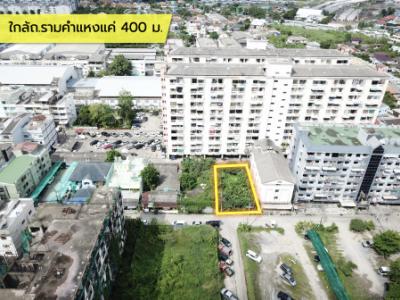 For SaleLandLadprao101, Happy Land, The Mall Bang Kapi : Land for sale, Soi Ramkhamhaeng 60/2, 90 sq.wa, near Ramkhamhaeng Road, only 400 meters.