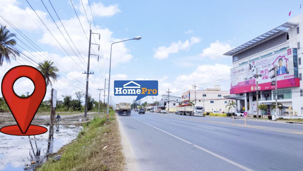 For SaleLandNakhon Si Thammarat : Land for sale, good location, road frontage 261 m. Near the city, land 8 rai 2 ngan 50.5 sq m, suitable for doing business, showroom, gas station, department store.