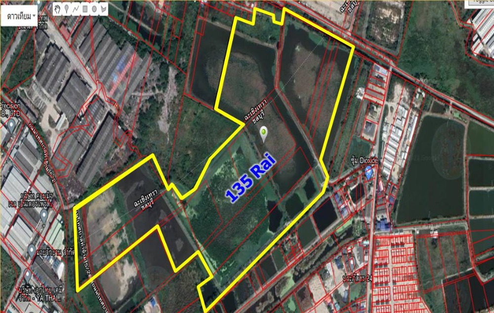 For SaleLandChachoengsao : Land for sale 135 rai, purple city plan. 3 kilometers from Bangna-Trad Road, entering the Bang Pakong Power Plant