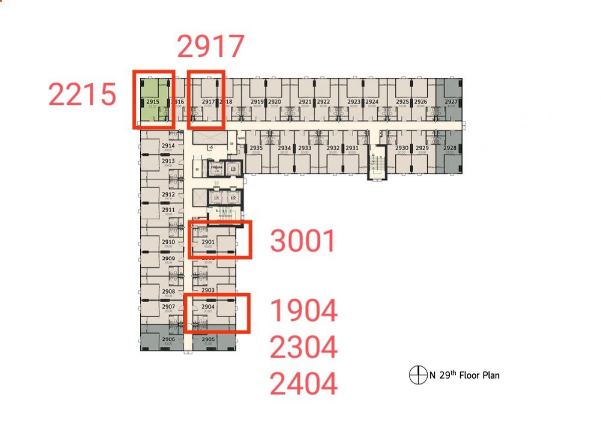 ขายดาวน์คอนโดปทุมธานี รังสิต ธรรมศาสตร์ : ขายดาวน์ Terra ResidenceII เฟส2 ขนาด 30, 32 ตรม ทิศเหนือ ตะวันออก ตำแหน่ง 2917,2215,3001,1904,2304,2404