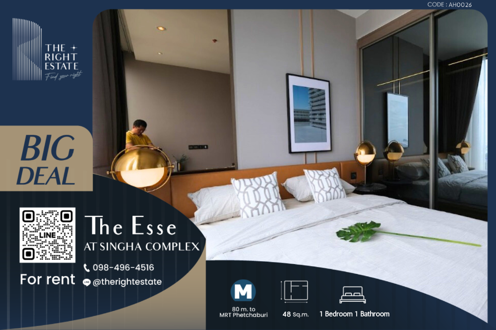 For RentCondoRama9, Petchburi, RCA : 🌿The Esse Singha Complex🌿 Nice room Nice decoration 🛏 1 Bed 1 Bath 48 sq.m, Price negotiable!!! - Close to MRT Phetchaburi