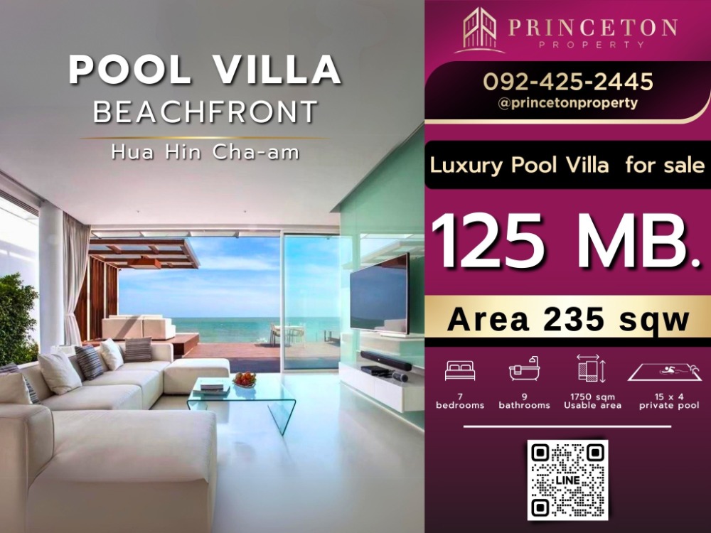 For SaleHouseCha-am Phetchaburi : Luxury Pool Villa Beachfront Hua Hin Cha-am for sale
