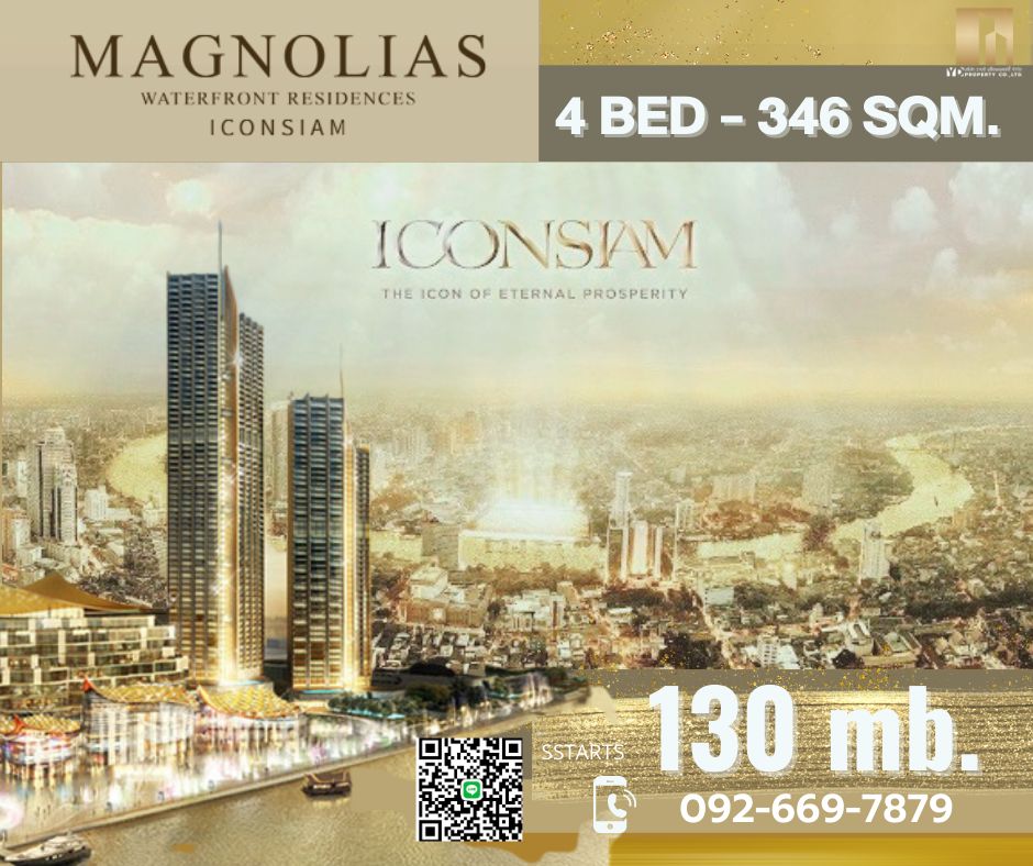 ขายคอนโดวงเวียนใหญ่ เจริญนคร : SALE : SKY PENTHOUSES 4 BED 4 BATH +  Private pool 346 ตร.ม. -- 130 ล้าน I MAGNOLIAS WATERFRONT RESIDENCES ICONSIAM