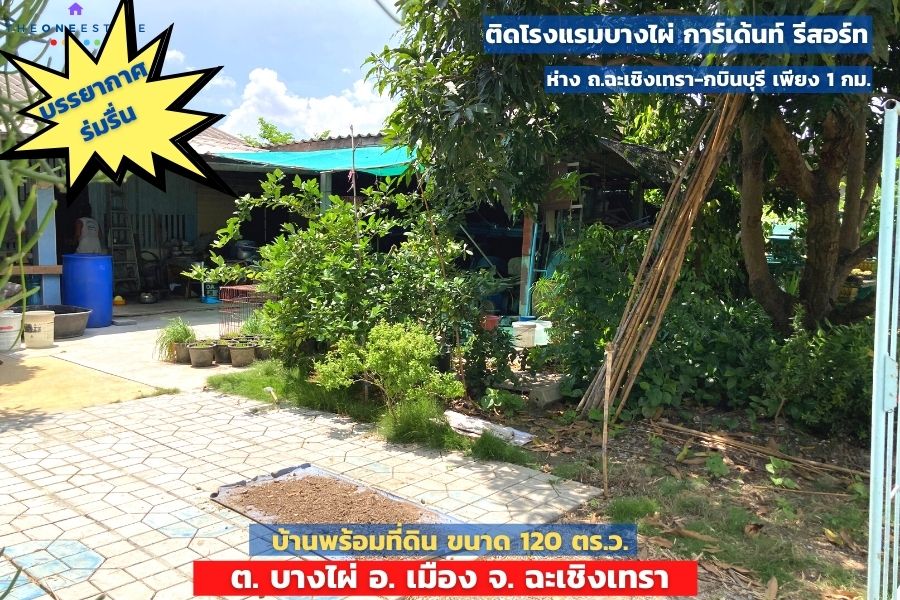 For SaleHouseChachoengsao : 📣 Single house with land, shady atmosphere, size 120 sq m, near the city of Pad Riw, Bang Phai Subdistrict, Mueang District, Chachoengsao Province The Best ! | Tel. 085-992-9228