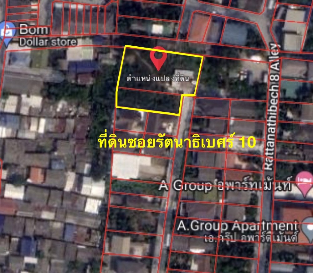For SaleLandRattanathibet, Sanambinna : Land for sale in Rattanathibet Soi 10, size 410 sq wa, near MRT Nonthaburi Government Center, only 80,000 baht per sq wa, land near Central Rattanathibet