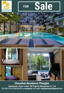 For SaleCondoSukhumvit, Asoke, Thonglor : (Sale) Condo Chevathai Residence Thonglor  (2 bed 1 bath, size 51.56 sq m) with private pool access