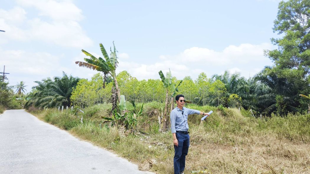 For SaleLandNakhon Si Thammarat : Land for sale next to the road, Sichon District, empty land 2 rai 2 ngan 1.9 sq m, suitable for building a house and gardening.