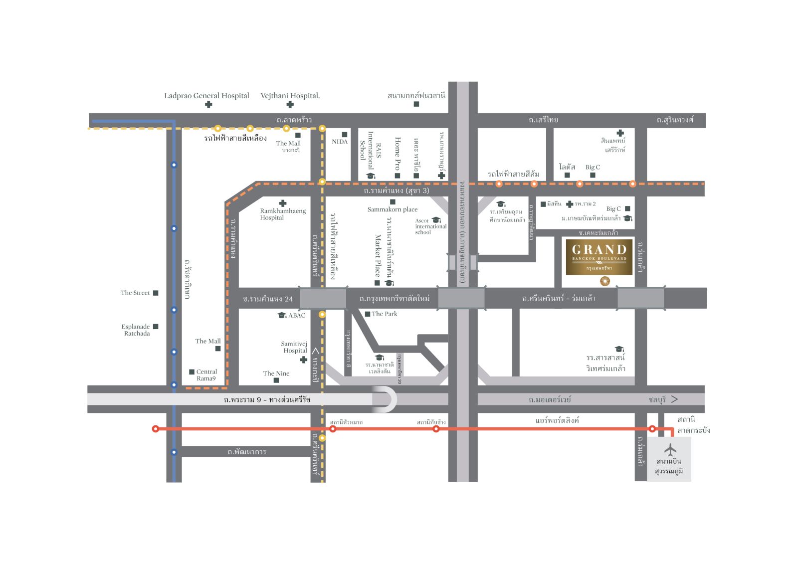 Grand Bangkok Boulevard  กรุงเทพกรีฑา  คฤหาสน์หรู 2 ชั้น สไตล์ Modern Classic  เพียง 62 ครอบครัวเท่านั้น