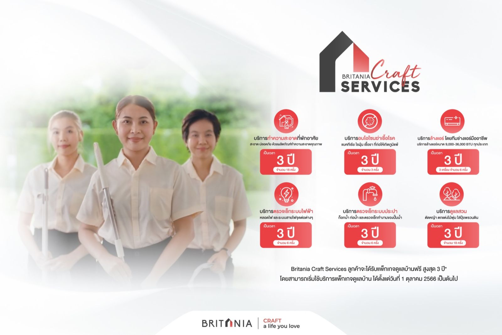 “บริทาเนีย” เปิดตัว “Britania Craft Services” ซื้อบ้านใหม่ฟรีบริการดูแลเพิ่มความสะดวก ส่งมอบประสบการณ์ Crafted Experience ให้บ้านทุกแบรนด์ต่อเนื่อง สูงสุด 3 ปี