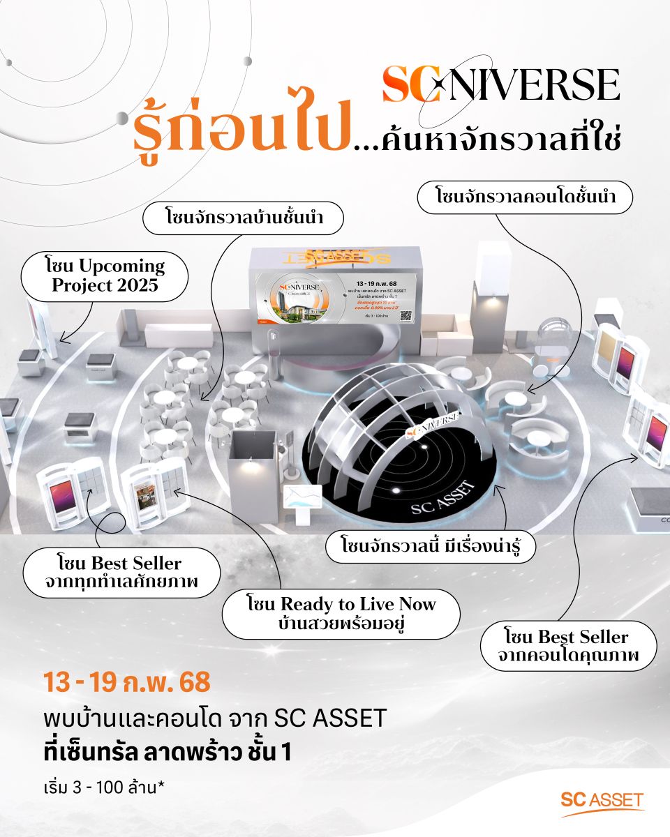 SC Asset ชวนค้นหาจักรวาลบ้านชั้นนำ กับงาน “SCniverse” พร้อมโปรเด็ดโดนใจทุกมัลติเวิร์ส วันนี้-19 ก.พ. 68 ณ เซ็นทรัลลาดพร้าว