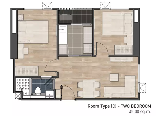 แบบแปลนห้องในคอนโด Aspire Ratchada - Wongsawang (แอสปาย รัชดา - วงศ์สว่าง)