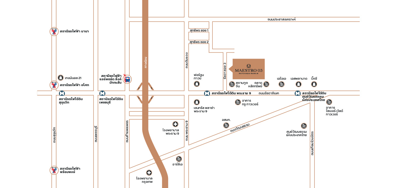 แผนที่โครงการ มาเอสโตร 03 รัชดา-พระราม 9 (Maestro 03 Ratchada-Rama 9)