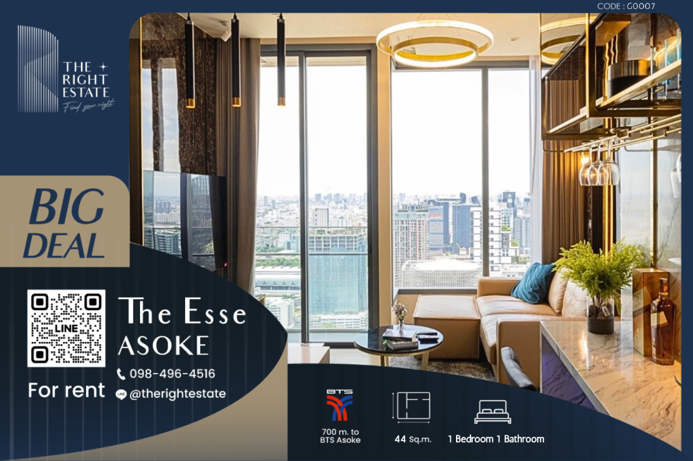 ให้เช่าคอนโดสุขุมวิท อโศก ทองหล่อ : 🌿 The Esse Asoke 🌿 Nice room, Fully furnished 🛏 1 Bed 1 Bath 44 sq.m, Price negotiable!!! - Close to BTS Asoke