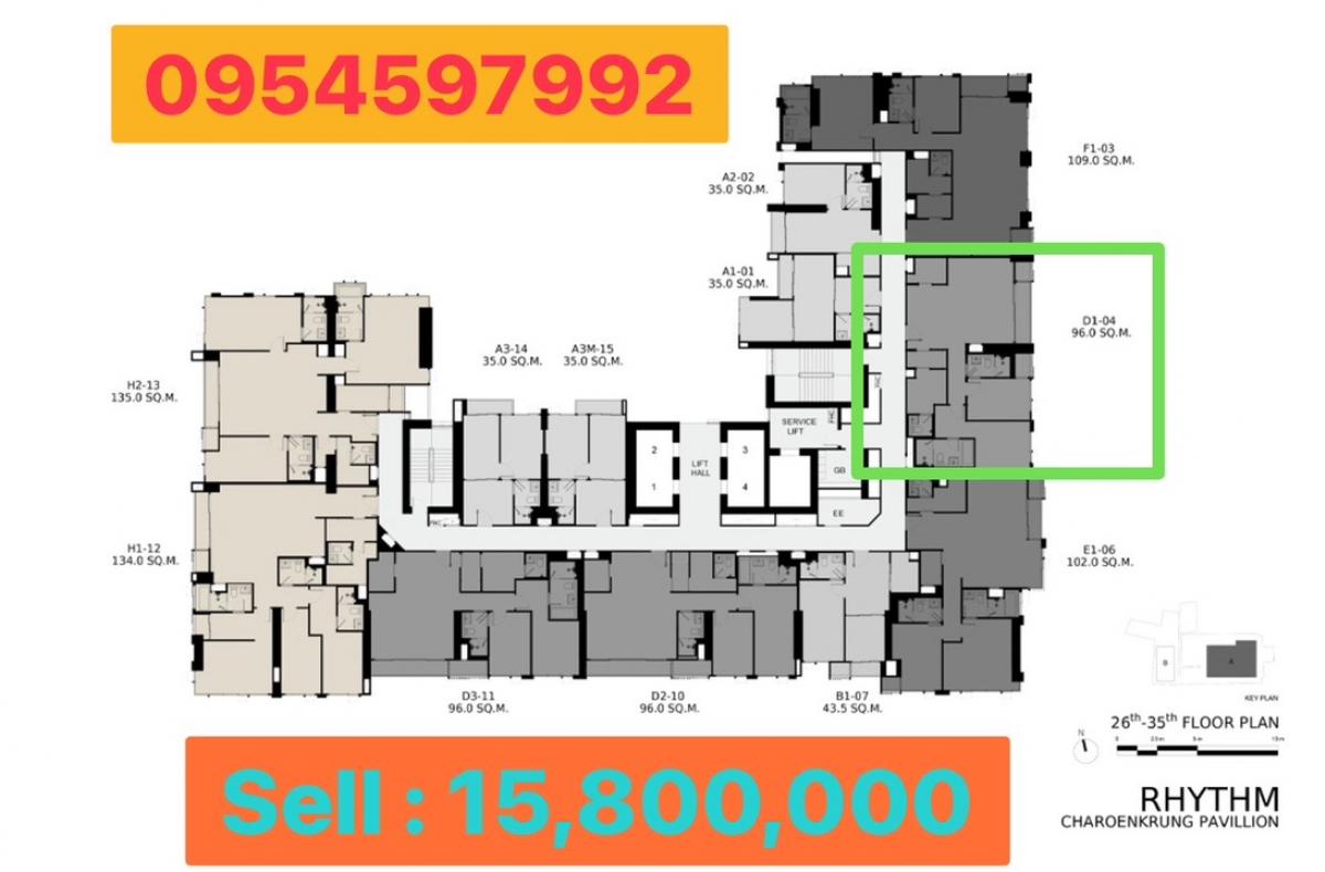 For SaleCondoSathorn, Narathiwat : Rare item 🔥 RHYTHM Charoenkrung Pavillion 2 Bed Size 96 Sq.m. 15,800,000 High floor, beautiful location 🔥 Call/Line : 0990950009