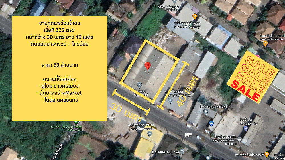 ขายที่ดินพระราม 5 ราชพฤกษ์ บางกรวย : ขายที่ดินพร้อมโกดัง ติดถนนบางกรวย - ไทรน้อย ราคาดี แปลงสวย