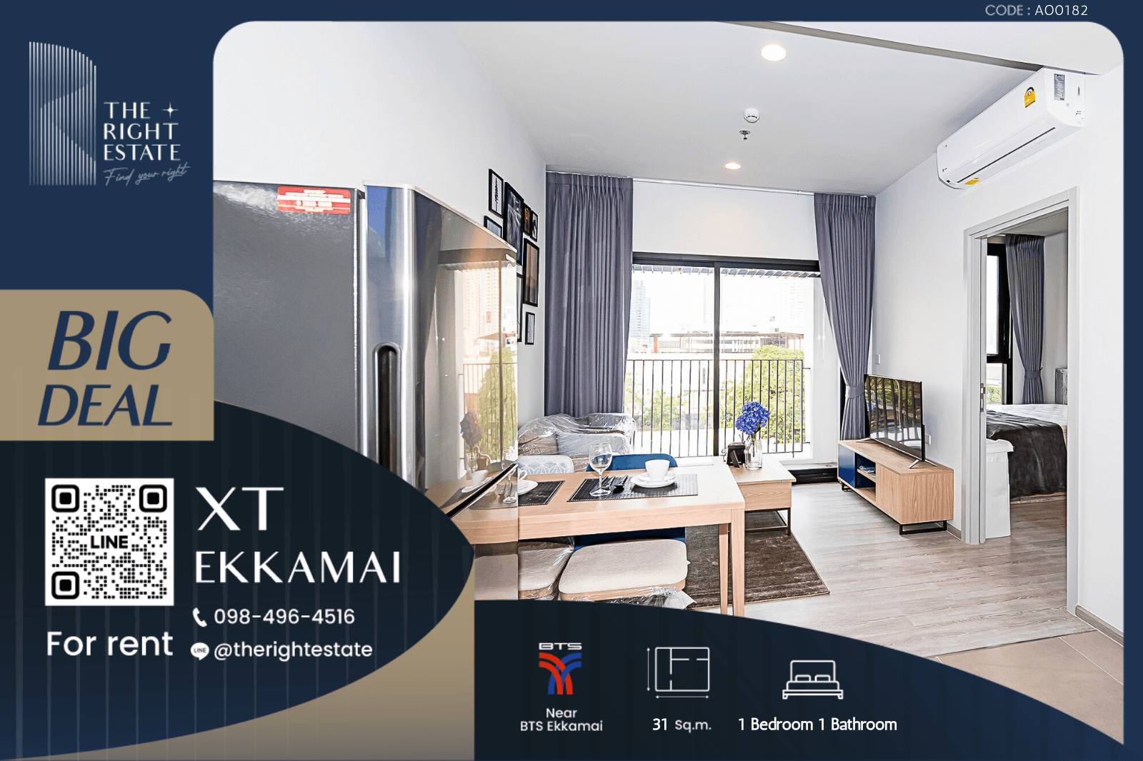 For RentCondoSukhumvit, Asoke, Thonglor : 🌿 XT Ekkamai 🌿 Nice room 🛏 1 Bed - 31  sqm close to BTS Ekkamai