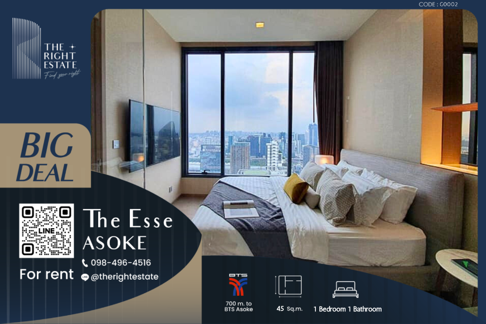 For RentCondoSukhumvit, Asoke, Thonglor : 🌿The Esse Asoke🌿 Nice room beautiful decoration 🛏 1 Bed 1 Bath 45 sq.m, Price negotiable!!! - Close to BTS Asoke