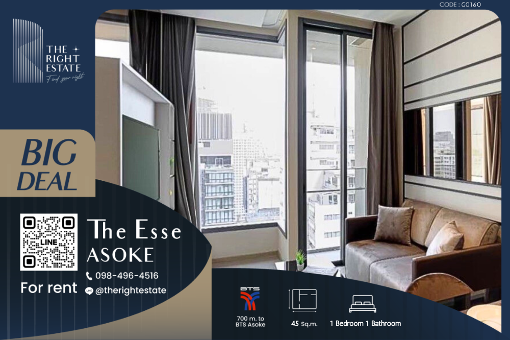 ให้เช่าคอนโดสุขุมวิท อโศก ทองหล่อ : 🌿The Esse Asoke🌿 ห้องสวย เฟอร์ครบ ✨ 1 Bed 1 Bath 45 sq.m, Price negotiable!!! - Close to BTS Asoke