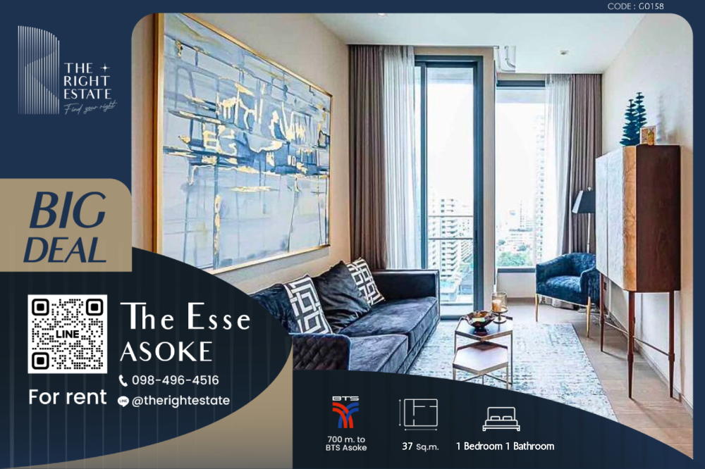 ให้เช่าคอนโดสุขุมวิท อโศก ทองหล่อ : 🌿The Esse Asoke🌿 ห้องเฟอร์ครบ ตกแต่งสวย 🛏 1 Bed 1 Bath 37 ตร.ม. Price negotiable!!! - Close to BTS Asoke