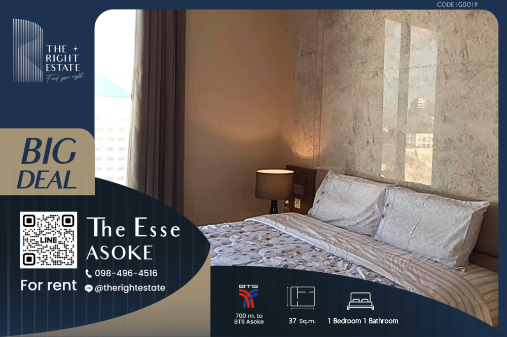 For RentCondoSukhumvit, Asoke, Thonglor : 🌿The Esse Asoke🌿 Nice room Nice decoration 🛏 1 Bed 1 Bath 37 sq.m, Price negotiable!!! - Close to BTS Asoke