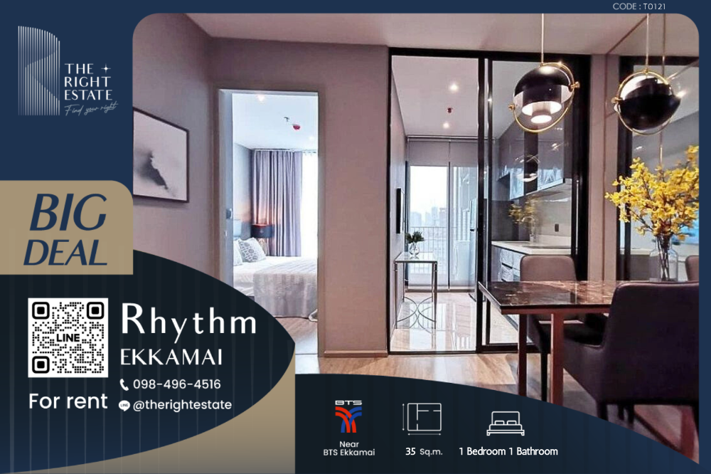 For RentCondoSukhumvit, Asoke, Thonglor : 🌿 Rhythm Ekkamai 🌿 Beautiful room, Fully decoration 🛏 1 Bed - 35 Sq.m. close to BTS Ekkamai