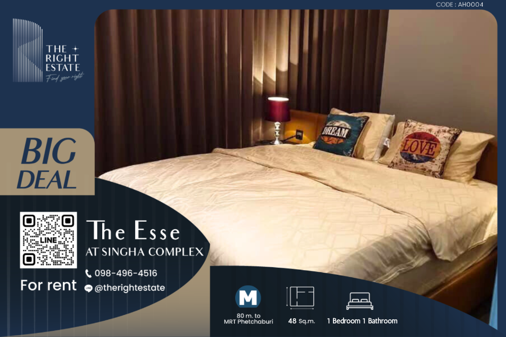 For RentCondoRama9, Petchburi, RCA : 🌿 The Esse Singha Complex 🌿 Nice room fully decoration 🛏 1 Bed 1 Bath 48 sq.m, Price negotiable!!! - Close to MRT Phetchaburi