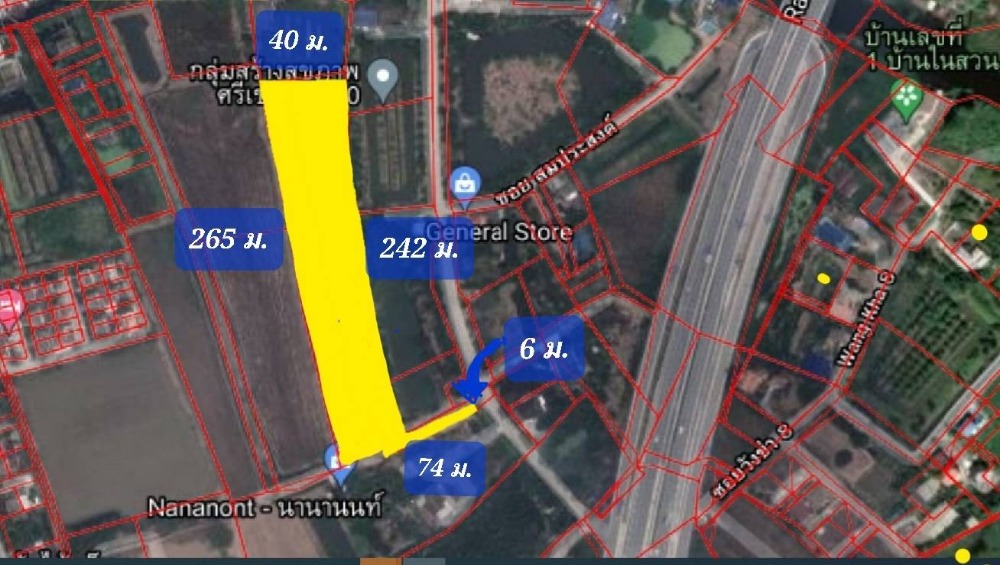 ขายที่ดินพระราม 5 ราชพฤกษ์ บางกรวย : ขายที่ดิน 7-0-87 ไร่ คลองข่อย ใกล้ถนนราชพฤกษ์ห่างเพียง 130 เมตร เหมาะสร้างหมู่บ้าน