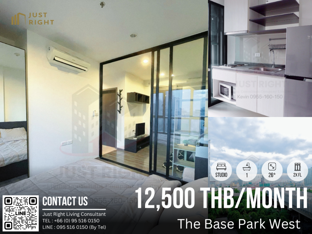 For RentCondoOnnut, Udomsuk : For Rent, The Base Park West Studio 1 Bath 26 Sqm. Floor x Fully Furnished Special price Only 12,500 Baht/month 1 Year Contract only