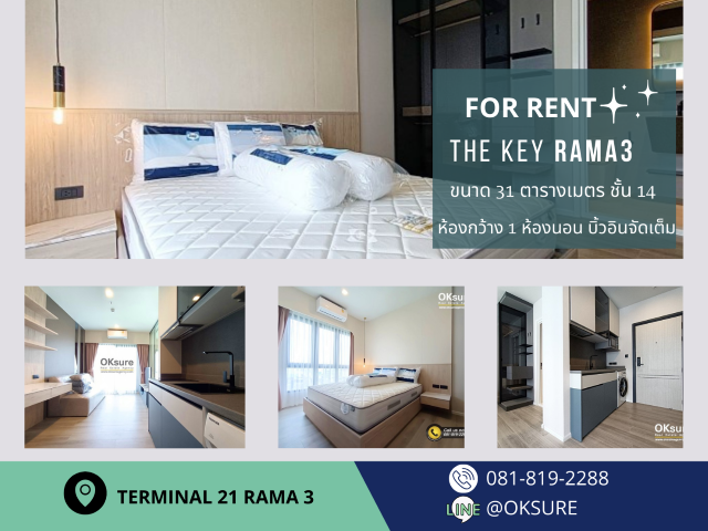 For RentCondoRama3 (Riverside),Satupadit : Condo for Rent The Key Rama 3 , Nearby Terminal 21 Rama 3