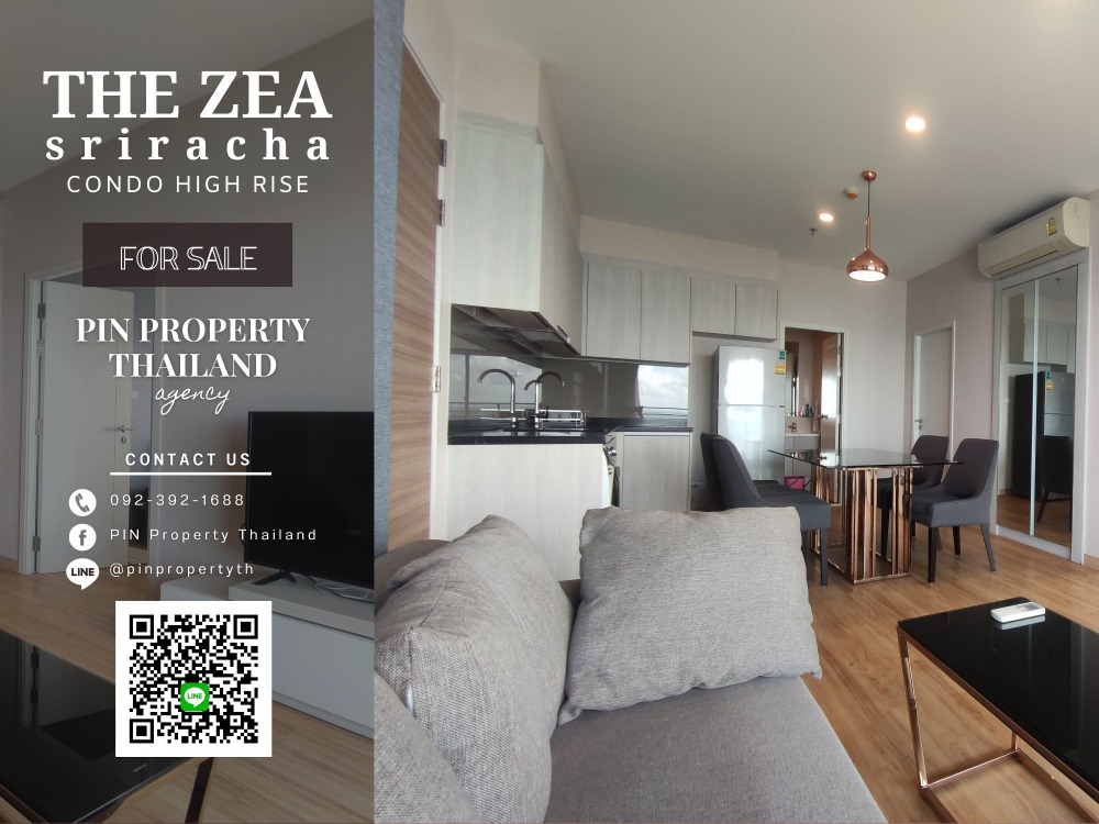 For SaleCondoSriracha Laem Chabang Ban Bueng : ◦°•♛•°◦ S-00013 The ZEA Sriracha condo, 11th floor, area 70.43 sq.m., 2 bedrooms, 2 bathrooms, sea view, fully furnished, ready to move in, beautiful decoration, selling below market price, only 8.0 M*