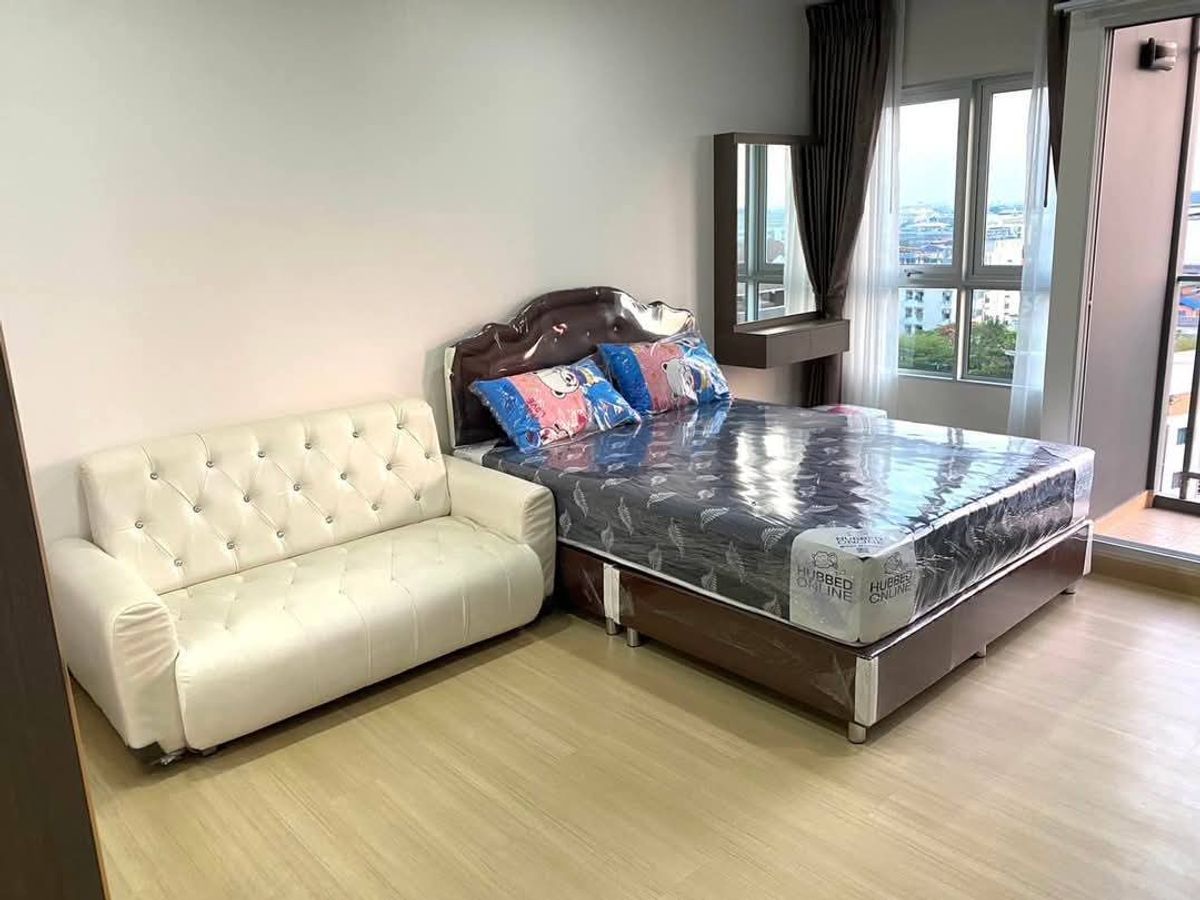 For RentCondoSamut Prakan,Samrong : 🛟Condo for rent Supalai Veranda Sukhumvit 117 near BTS Pu Chao, beautiful room, fully furnished, 27 sq m, high floor, beautiful view, rent only 8000-