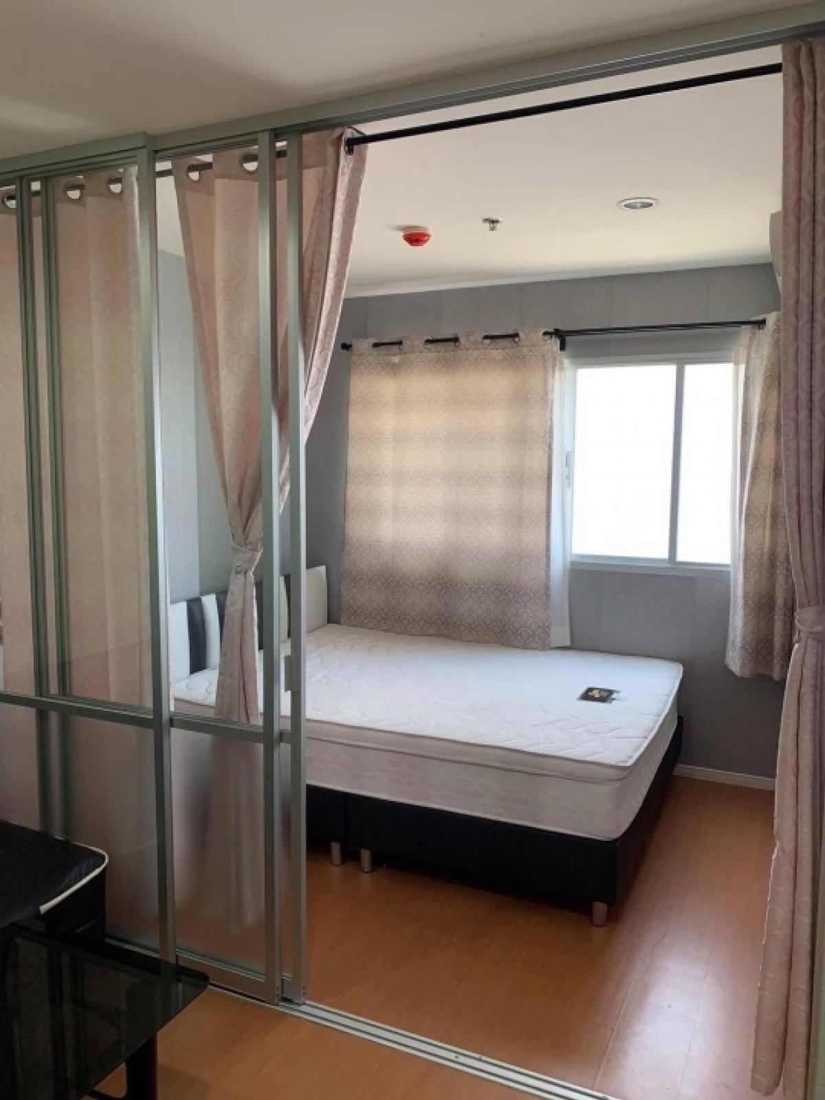 For RentCondoBangna, Bearing, Lasalle : NC-R1475 For rent Lumpini Mega City Bangna (Lumpini Mega City Bangna) Area 23 sqm, 14th floor, Building E, furniture, bed, mattress, refrigerator, microwave, air conditioner, hot water, ready to move in.