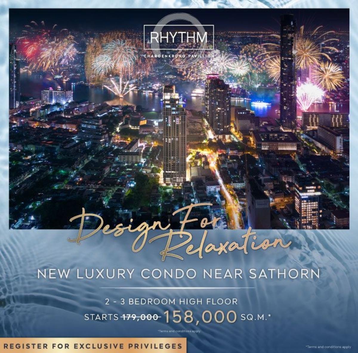 For SaleCondoSathorn, Narathiwat : Urgent sale!!️ Floor 35++ Best deal RHYTHM Charoenkrung Pavillion I near Shrewsbury School CALL: 0953569894