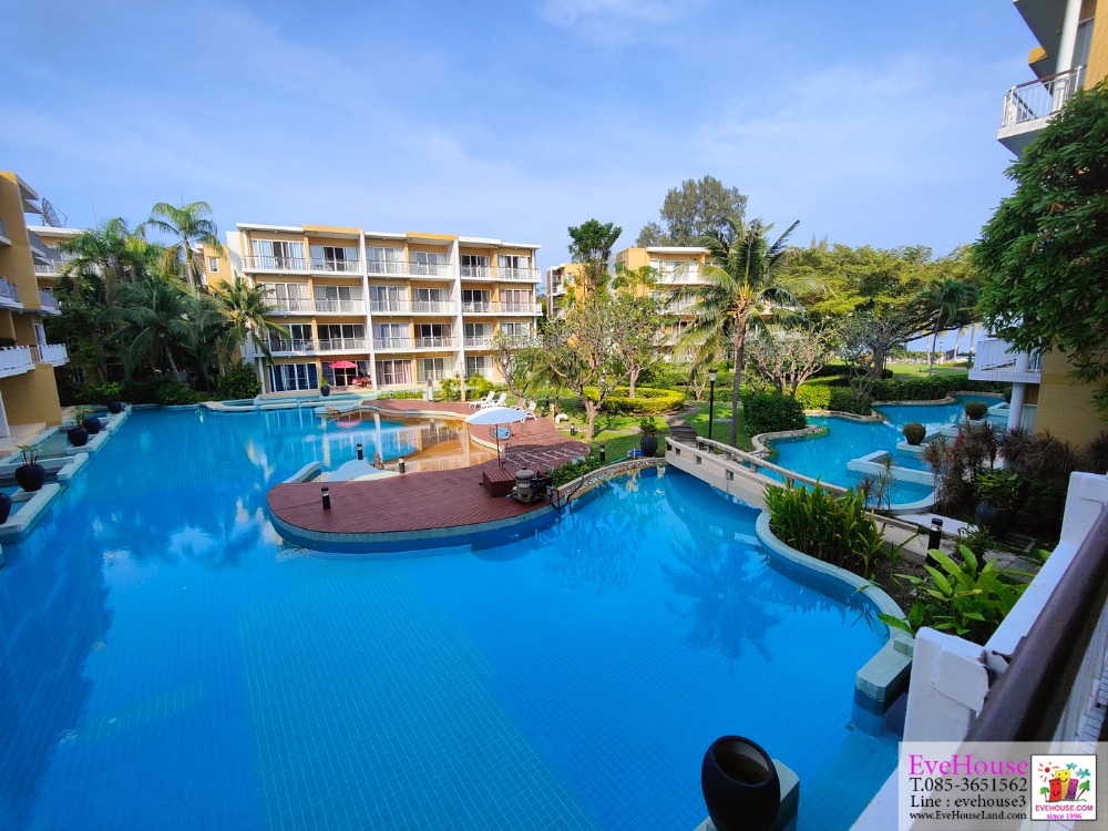 For SaleCondoCha-am Phetchaburi : Condo for sale at Baan Plearn Talay. Cha-am, Phetchaburi Province condo resort style next to private beach very large facilities,  big gardens , 2 swimming pools. Size 108 sq.m. 2 bedrooms 3 bathrooms Wide balcony, pool