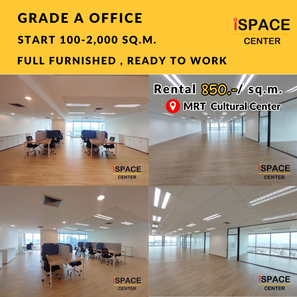 For RentOfficeRatchadapisek, Huaikwang, Suttisan : ⛳️ FREE Office procurement service near MRT Cultural Center, fully decorated, 120-800 sq m., furnished, ready to work, GRADE A Office, the ultimate modern office in the heart of Ratchada, meets all business needs, convenient and complete.