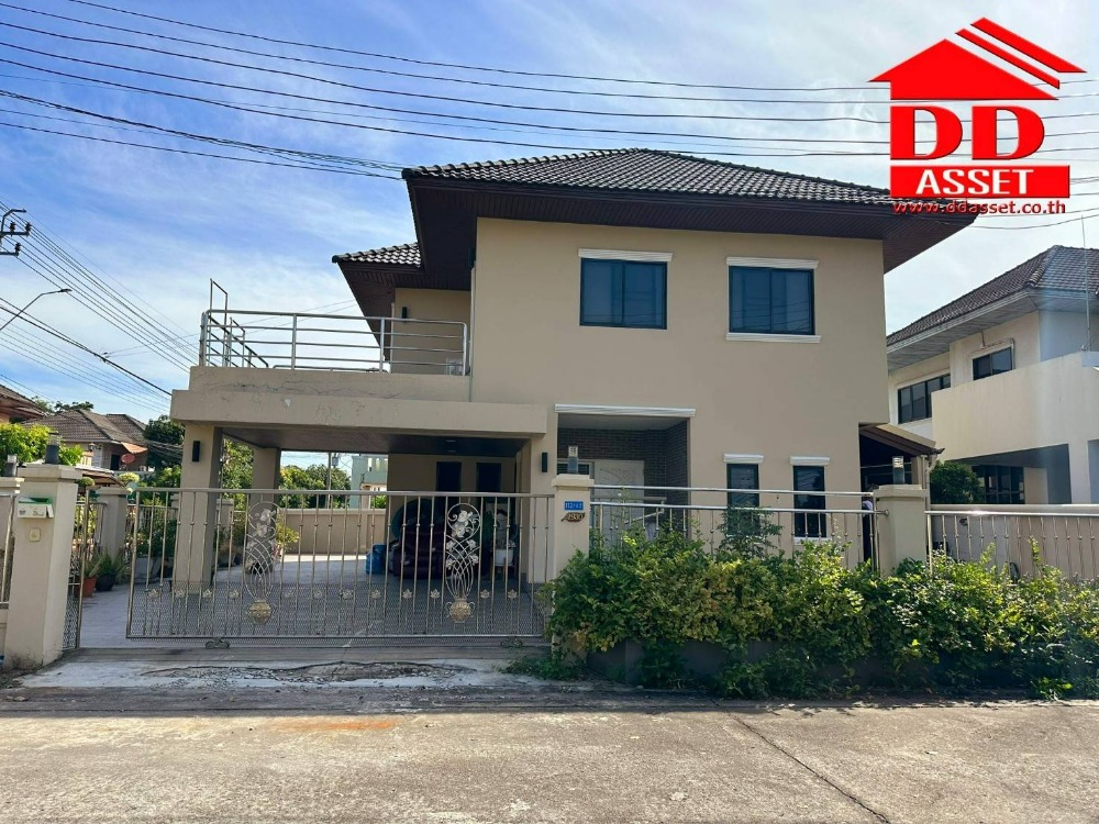 For SaleHouseOnnut, Udomsuk : 2-storey detached house for sale, Sindhorn Village Onnut-Ladkrabang, corner house in front of the garden, near Suvarnabhumi Airport