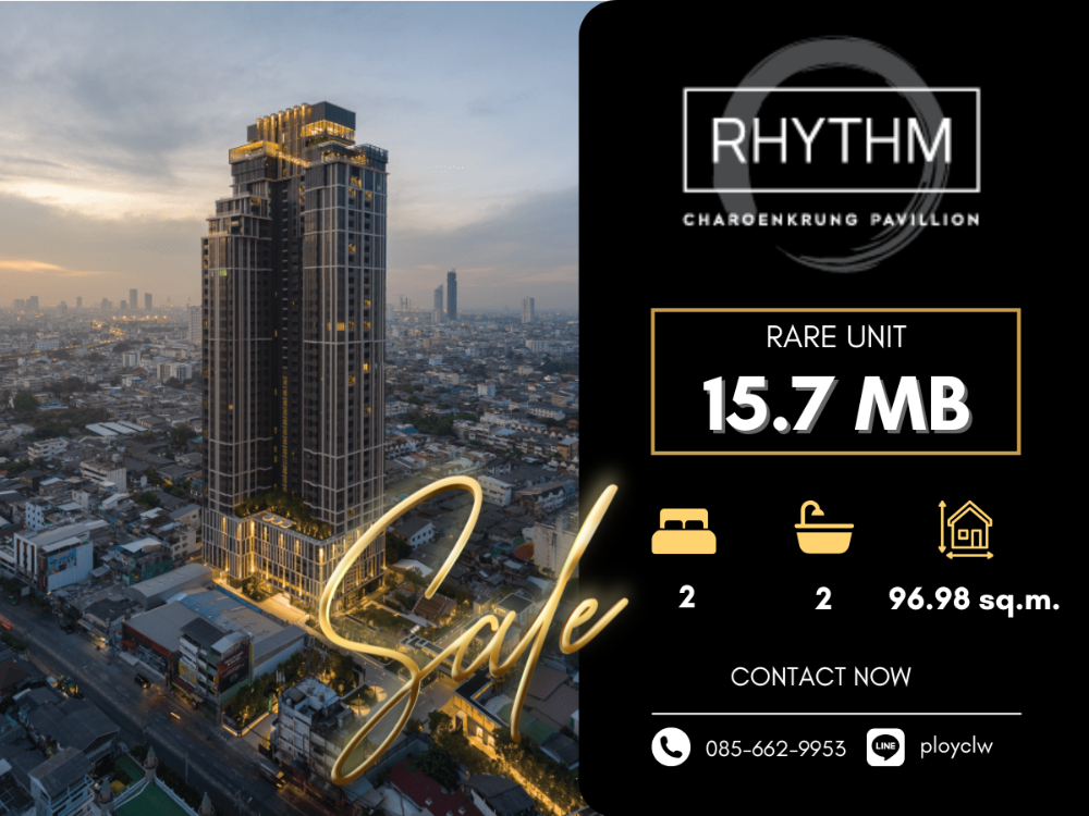 For SaleCondoSathorn, Narathiwat : 🔥BEST PRICE🔥Sell Rhythm Charoenkrung 1 Bed, 35 sq.m. West, river view Tel. 085-662-9953