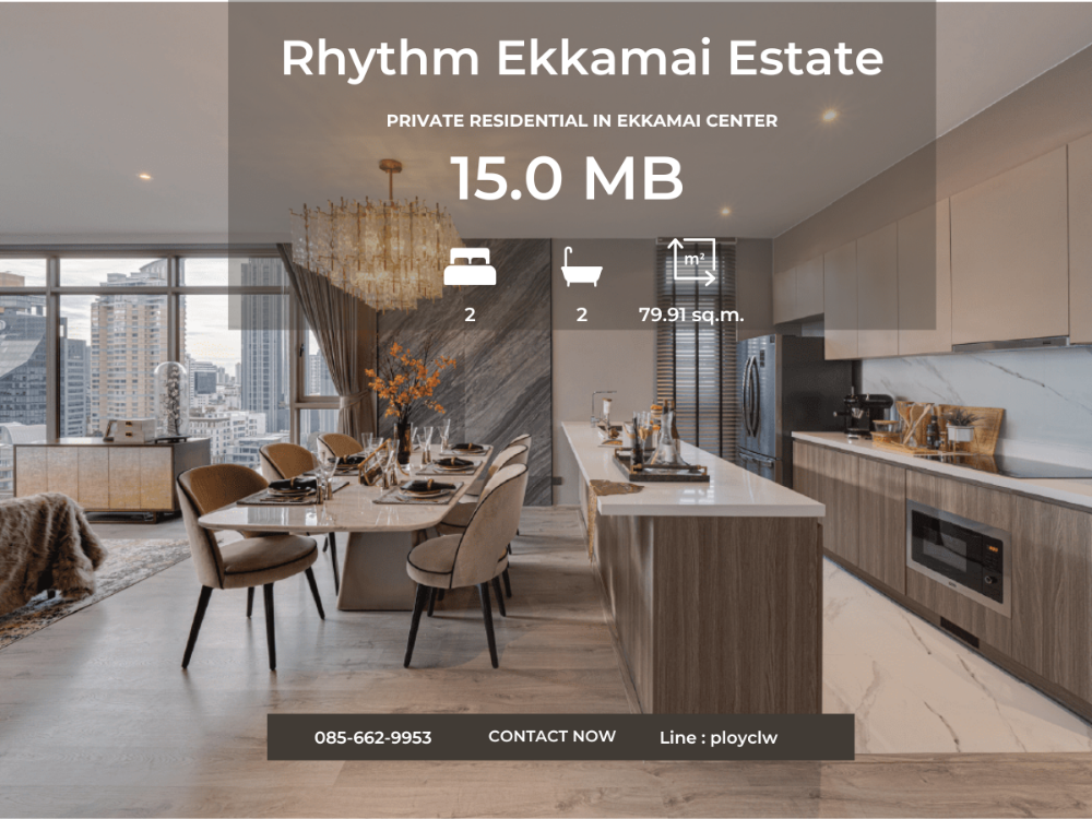 ขายคอนโดสุขุมวิท อโศก ทองหล่อ : ⭐SALE⭐Rhythm Ekkamai Estate, 2 Bed, 79.91 sq.m. | Call/Line: 0856629953