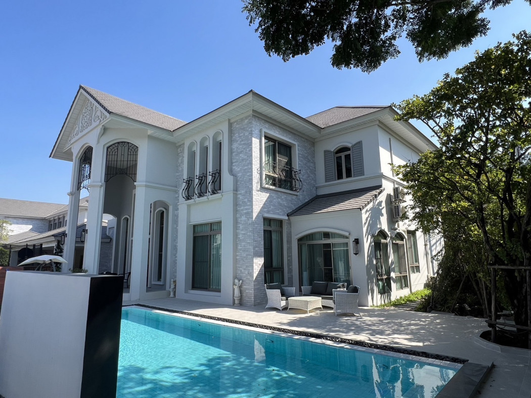 For SaleHouseLadkrabang, Suwannaphum Airport : House for sale with a pool, size 218 sq m., Perfect Masterpiece Rama 9, Krungthep Kreetha, near the Orange Line.