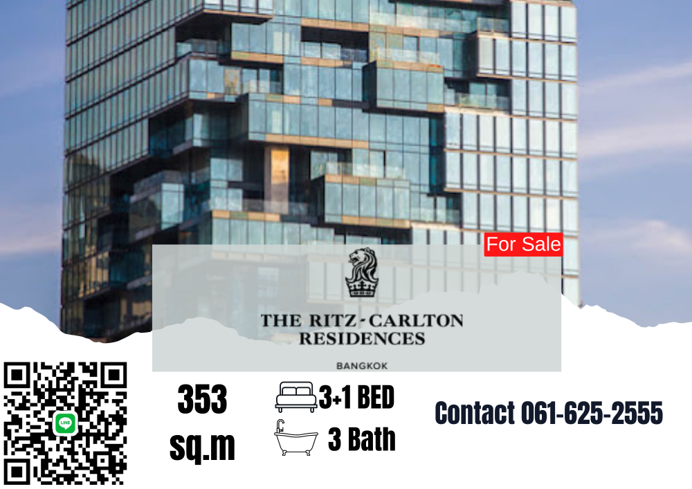 For SaleCondoSathorn, Narathiwat : *Rare Unit* Ritz Carlton Residences Bangkok | 3+1 Bed | 061-625-2555