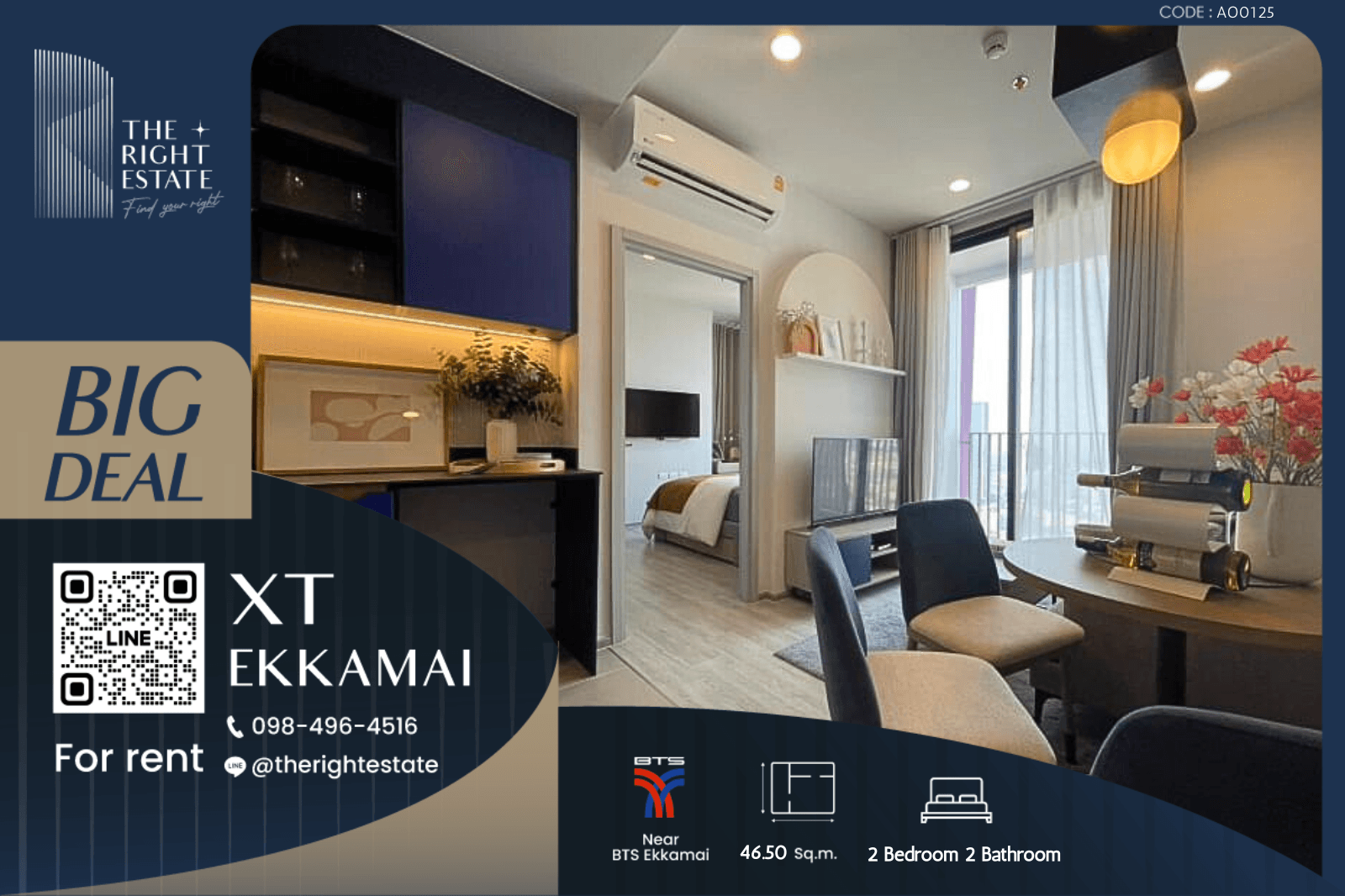 For RentCondoSukhumvit, Asoke, Thonglor : 🌿XT Ekkamai🌿 Nice room Nice view 👜 1 Bed 30 sq.m. Price negotiable!!! - close to BTS Ekkamai