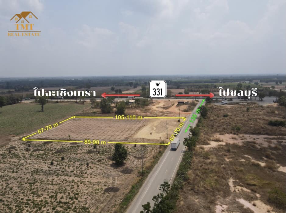 For SaleLandPattaya, Bangsaen, Chonburi : Land for sale, Phanat Nikhom District, land filled, beautiful plot shape, near Highway 331